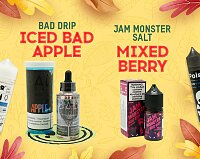 Новые вкусы в ТОПовых линейках: Iced Bad Apple - Bad Drip и Mixed Berry - Jam Monster SALT в Папироска РФ !