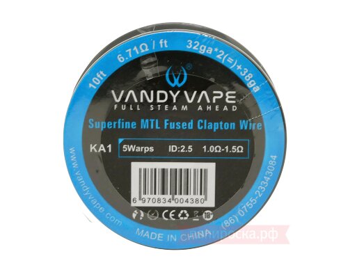 Vandy Vape Superfine MTL Fused Clapton ( Kanthal, 32ga x 2(=)+38ga ) - проволока (3 метра)