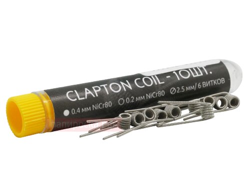 Clapton Coil - HOT COILS (0,4мм + 0,2мм, нихром) - готовые спирали (10шт)