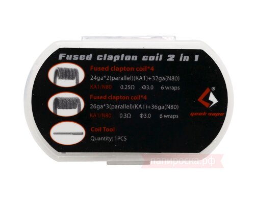 GeekVape Fused Clapton Coil Kit 2 In 1 - набор (8 готовых спиралей + оправа)