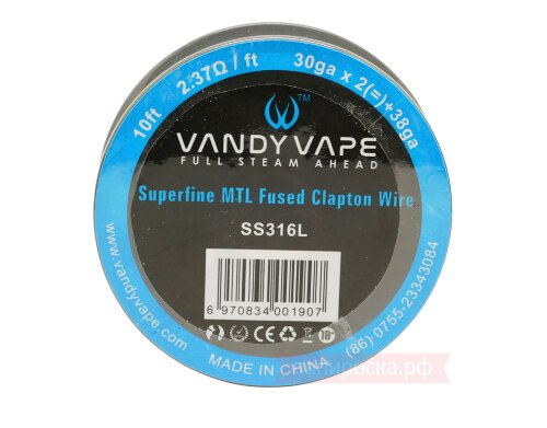 Vandy Vape Superfine MTL Fused Clapton ( SS316L, 30ga X 2(=)+38ga ) - проволока (3 метра) - фото 2